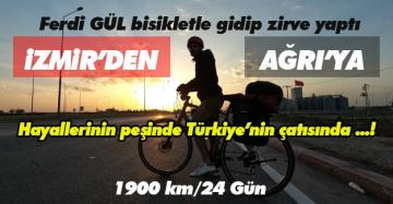 İzmir’den Ağrı’ya 1900 km yolu, bisikletle gitti