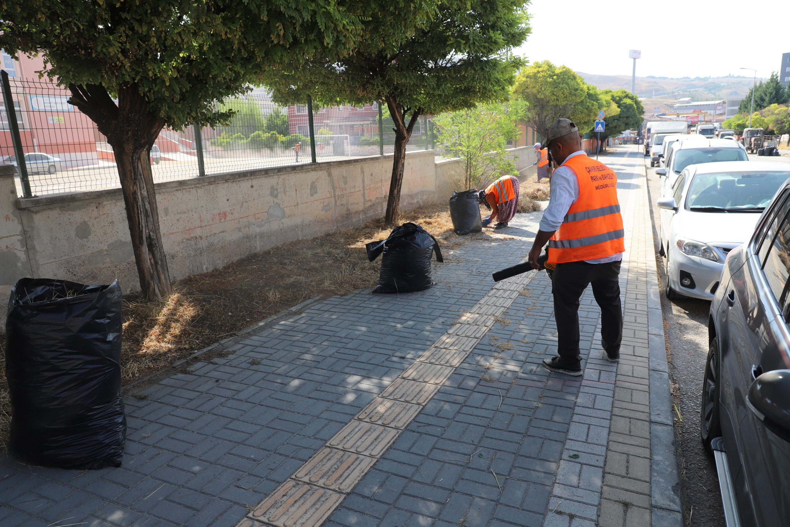 Çankırı Belediyesi Okul Bahçelerini Temizliyor